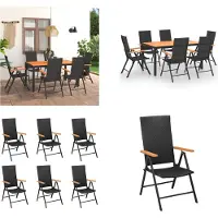 vidaXL Juego de mesa y sillas de jardín de 7 piezas, color y marrón - Juego de mesa y sillas para jardín - Conjuntos de mesa y sillas para jardín - Conjuntos de asientos para jardín