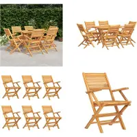vidaXL - Juego de mesa de jardín de 7 piezas, madera maciza de teca - Juego de mesa para jardín - Conjuntos de mesa y sillas para jardín - Juego de mesa - Juego de mesa para exteriores