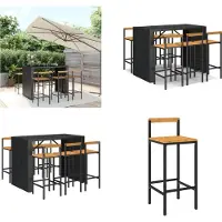 vidaXL , juego de bar para jardín de 7 piezas, color , fabricado con ratán sintético y madera maciza de acacia. - Juego de bar para jardín - Juegos de bar para jardín - Bar para jardín - Bar de jardín