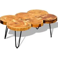 Syfax Mesa auxiliar de 35 cm de alto, con 6 patas de madera de acacia