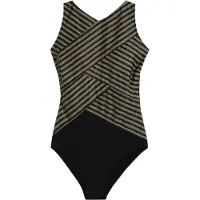 Bonprix Bañador moldeador brocado / oro / negro