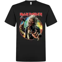 Iron Maiden Camiseta 'Axe Eddie Red White Circle Back and Front T-Shirt' negro