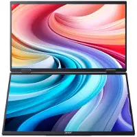 Acer PD3, Monitor Doble Plegable y Portátil, PD163QT, Función Táctil, IPS, Full HD, 250 cd/m², Negro