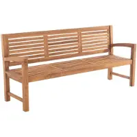 CLP Banco de teca "Halden I" para jardín, banco de madera con reposabrazos, color teca, tamaño: 200 cm