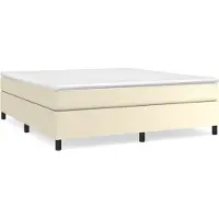 Syfax Cama box spring con colchón cuero sintético crema 160x200 cm
