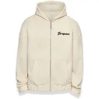 Dropsize Sudadera con cremallera 'Dream Without Fear' beige / negro moteado