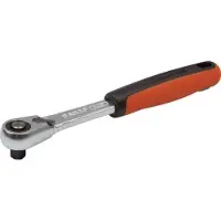 Bahco Llave de trinquete de 1/4 de pulgada, con cabeza delgada, 72 dientes y un ángulo de retroceso de 6°, de 120 mm
