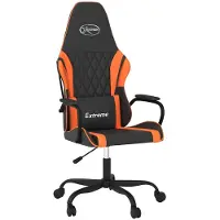 vidaXL Silla de gaming de con función de masaje, color negro y naranja, tapizada en cuero sintético
