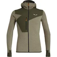 Salewa - Forros polares - Puez 2 Dry M L/S Hood FZ Tee Dark Olive Melange - Talla S - Verde