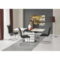 Halmar Mesa extensible Nord - blanco brillante / negro brillante
