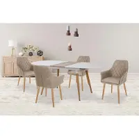 Halmar Mesa de comedor Caliber, 160x77x90 cm, extensible para 6 personas, mesa para comedor, color blanco/roble