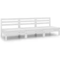 vidaXL Juego de jardín de 3 piezas, color blanco, madera maciza de pino