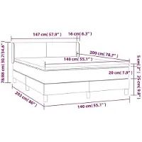 vidaXL Base de cama con somier y colchón, color marrón cappuccino, 140x200 cm, tapizado en cuero sintético