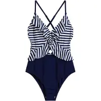 Bonprix Traje de baño azul noche / blanco