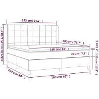 vidaXL Cama con somier y colchón de la marca , color gris oscuro, 160x200 cm, tapizada en terciopelo