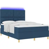 Syfax Cama con somier y colchón, con cabecero, color azul, 140 x 200 cm, tapizada en tela