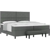 Syfax Cama con somier y colchón, color gris oscuro, 200 x 200 cm, tapizada en tela