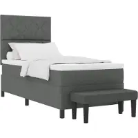 Syfax Cama con somier y colchón, color gris oscuro, 100 x 200 cm, tapizada en tela