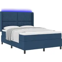 Syfax Cama con somier y colchón, con cabecero, color azul, 140 x 200 cm, tapizada en tela
