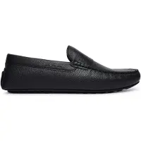 BOSS para hombre. 50568700 Mocasines de piel Noel negro (44), Plano, Ninguno, Casual, Clásico, outlet 2026.
