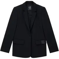 Armani Exchange para mujer. XW000941AF10872UC001 Blazer casual de color sólido con un solo botón y solapa con muescas de manga larga neg