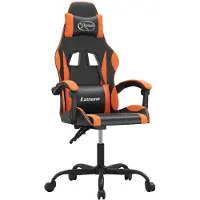 vidaXL Silla de juego giratoria, color negro y naranja, tapizada en cuero sintético, marca
