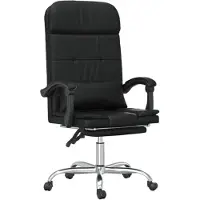 vidaXL Silla de oficina con función de masaje, color negro, tapizada en cuero sintético