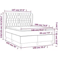 vidaXL Cama con somier y colchón azul , 140x190 cm, tapizada en tela