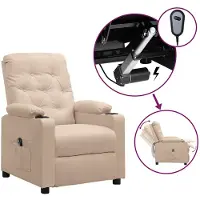 vidaXL Sillón reclinable eléctrico, color crema, tapizado en tela