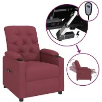 vidaXL Sillón reclinable eléctrico, color burdeos, tapizado en tela