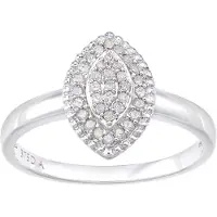 Diamant L'Eternel Anillo 'Cluster-Ring aus 375 Weißgold mit 0.16 Karat Diamant' plata