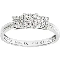 Diamant L'Eternel Anillo 'Cluster-Ring aus 375 Weißgold mit Diamant' plata