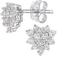 Diamant L'Eternel Pendientes 'Ohrstecker aus 375 Weißgold mit 0.25 Karat Diamant' plata