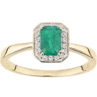 Diamant L'Eternel Anillo 'Ring aus 375 Gelbgold mit Diamant mit Smaragd' oro