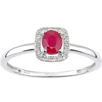 Diamant L'Eternel Anillo 'Ring aus 375 Weißgold mit Diamant mit Rubin' plata