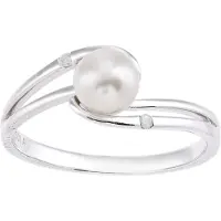 Diamant L'Eternel Anillo 'Ring aus 375 Weißgold mit 0.02 Karat Diamant mit Perle' plata