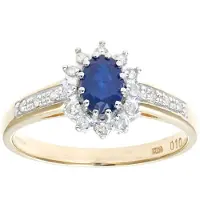 Diamant L'Eternel Anillo 'Cluster-Ring aus 375 Gelbgold mit Diamant mit Saphir' oro
