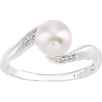 Diamant L'Eternel Anillo 'Ring aus 375 Weißgold mit 0.04 Karat Diamant mit Perle' plata