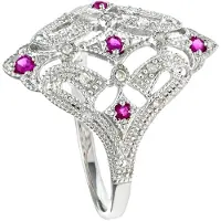 Diamant L'Eternel Anillo 'Ring aus 375 Weißgold mit Diamant mit Rubin' plata