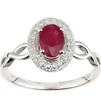 Diamant L'Eternel Anillo 'Ring aus 375 Weißgold mit Diamant mit Rubin' plata