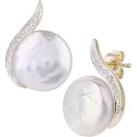 Diamant L'Eternel Pendientes 'Ohrringe aus 375 Gelbgold mit 0.01 Karat Diamant mit Perle' oro