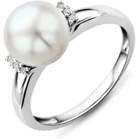Diamant L'Eternel Anillo 'Ring aus 375 Weißgold mit Perle' plata
