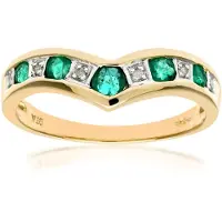 Diamant L'Eternel Anillo 'Ring aus 375 Gelbgold mit Diamant mit Smaragd' oro