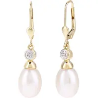 Diamant L'Eternel Pendientes 'Ohrhänger aus 375 Gelbgold mit Diamant mit Perle' oro