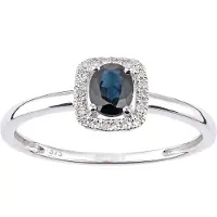 Diamant L'Eternel Anillo 'Cluster-Ring aus 375 Weißgold mit Diamant mit Saphir' plata