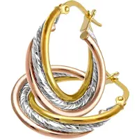 Diamant L'Eternel Pendientes 'Creolen aus 375 Gelbgold' mezcla de colores