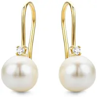 Diamant L'Eternel Pendientes 'Ohrringe aus 585 Gelbgold mit 0.07 Karat Diamant mit Perle' oro