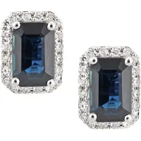 Diamant L'Eternel Pendientes 'Ohrstecker aus 750 Weißgold mit Diamant mit Saphir' plata
