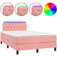 vidaXL Cama con somier y colchón , con luces LED rosas, 120x200 cm, tapizada en terciopelo