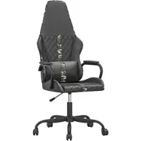 vidaXL Silla de juego negra y con estampado de camuflaje, tapizada en cuero sintético